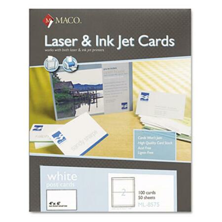 MACO Unruled Index Cards- 4 x 6- White- 100/Pack ML-8575